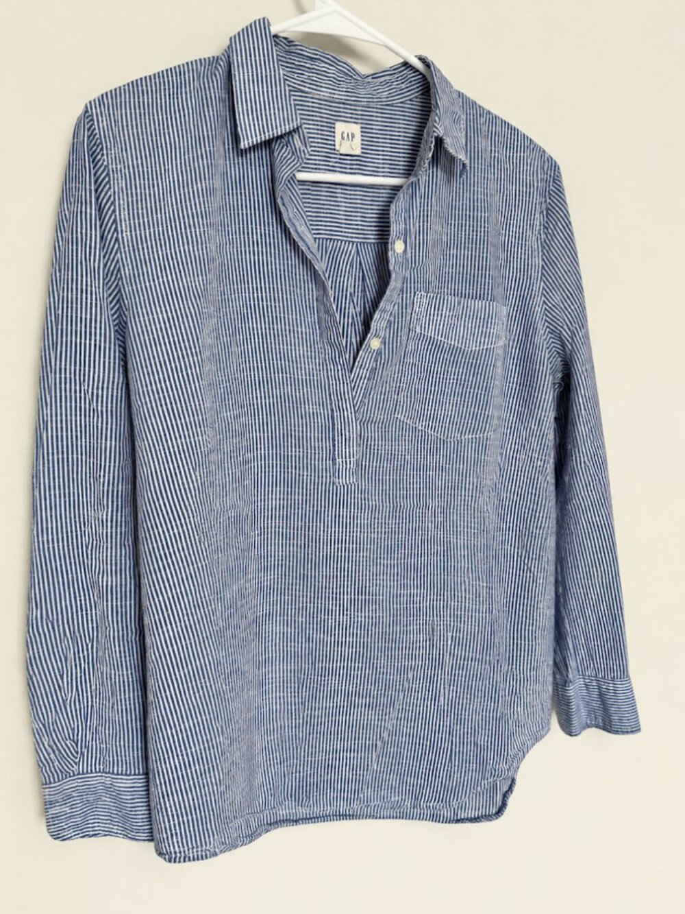 Gap Boyfriend Stripe Popover Shirt – Navy & White Size Medium